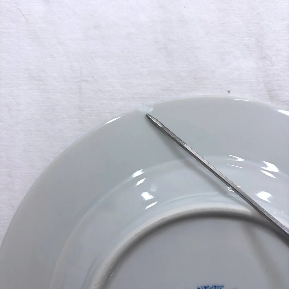4 Vintage Blue & White Salad Plates 6.25